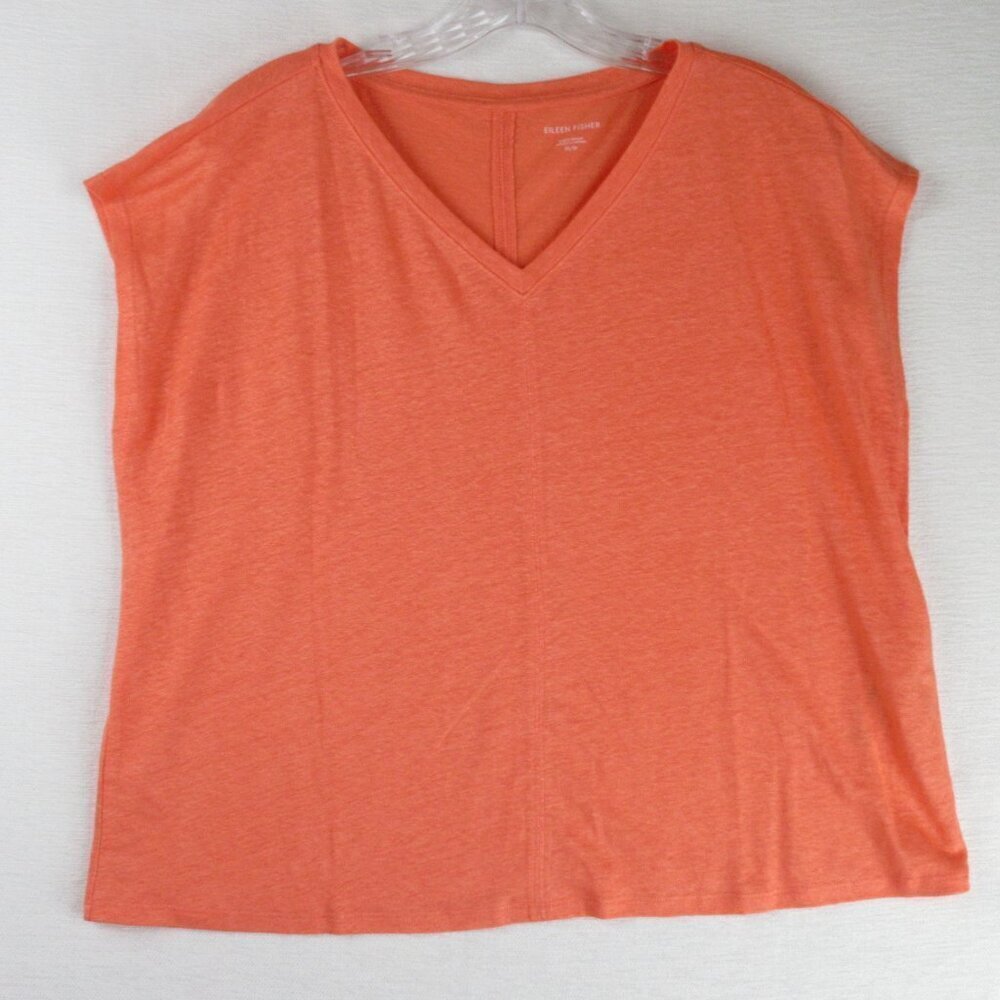 Eileen Fisher Boxy Cap Sleeve Linen Tee Size XS IZ1